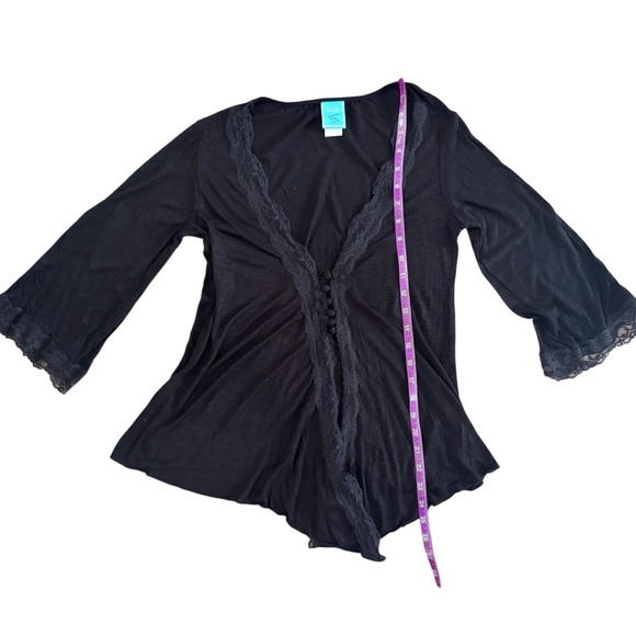 Vintage Y2K whimsigoth Black Lace Cardigan witch fairy goth grunge boho S M 882 - Picture 6 of 12